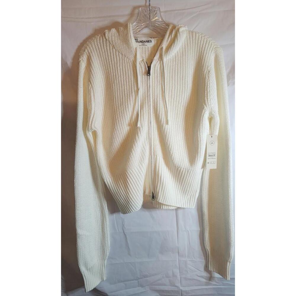 No Boundaries Winter White, Zip up Hoodie Sweater
